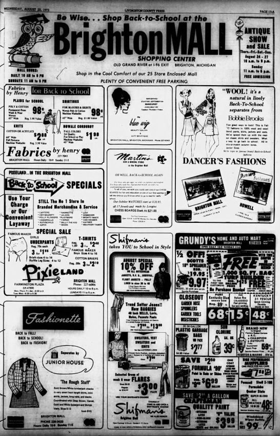 Brighton Mall - 1972 Full Page Ad (newer photo)